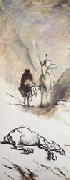 Honore  Daumier Don Quixote and the Dead Mule Spain oil painting reproduction